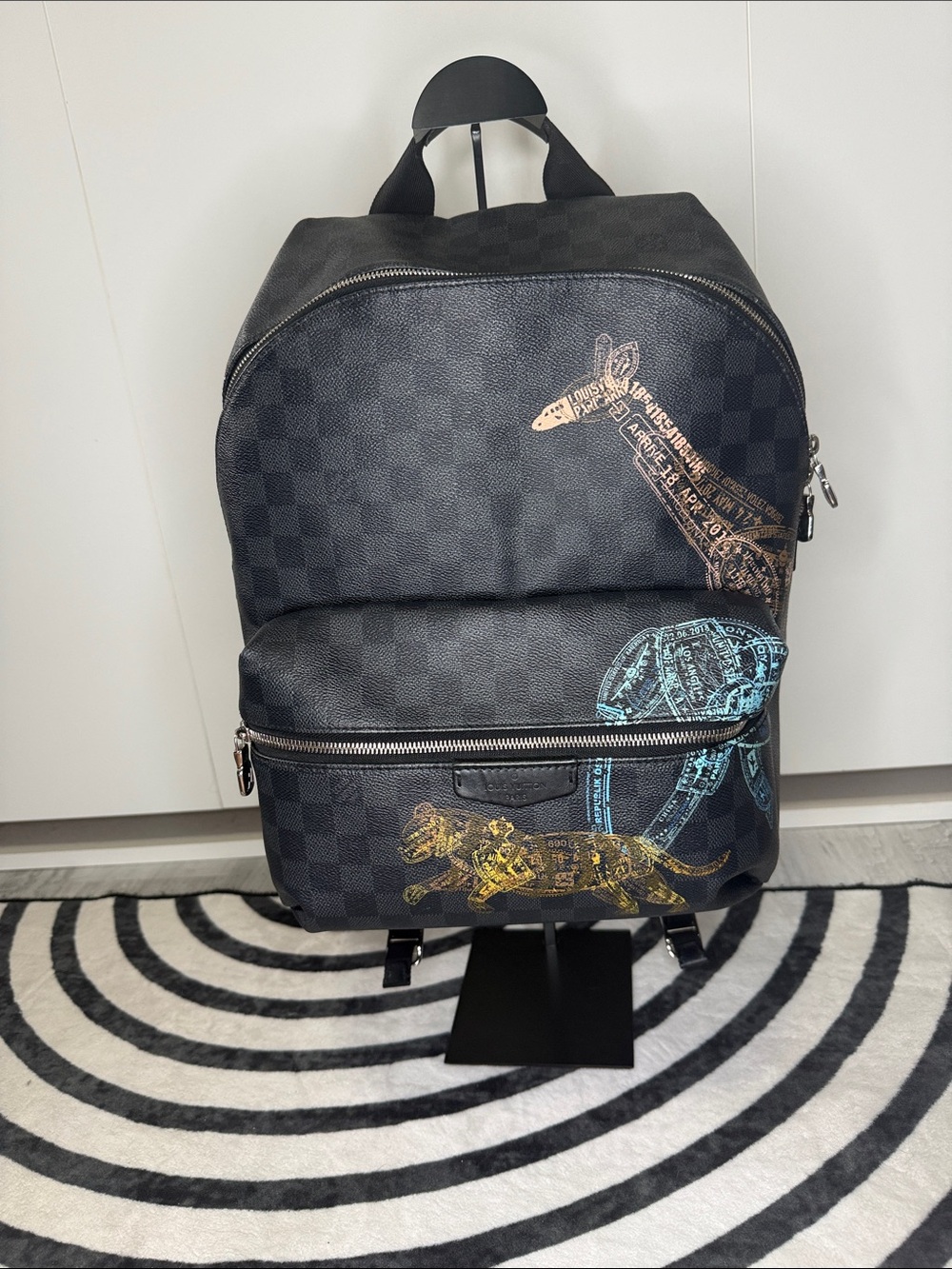Louis Vuitton Black Damier Graphite Backpack with Multicolor Discovery Motif